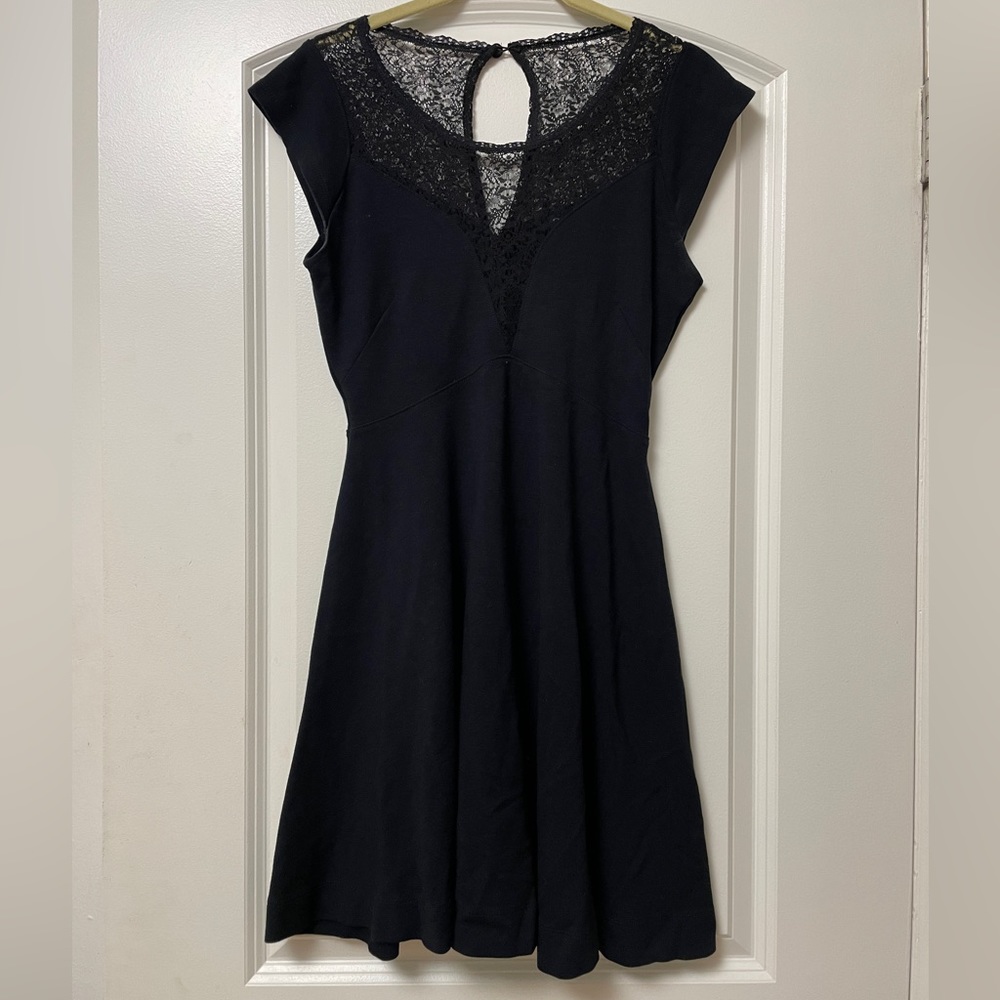 French Connection Alicia Plunging Lace Inset Dress